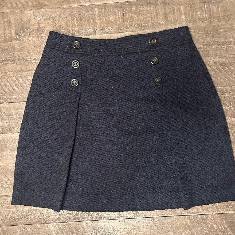 Ann Taylor Elegant Navy Buttoned Skirt